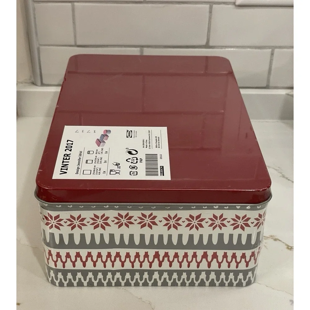 IKEA Tin Container Set Of 3 Christmas Vinter Nordic Fair Isle Metal New Sealed